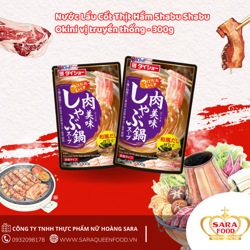 Nước Lẩu Cốt Thịt Hầm Shabu Shabu Okini vị truyền thống - 300g